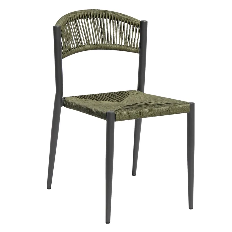 Sedia da giardino Contract impilabile in alluminio e wicker verde Korting