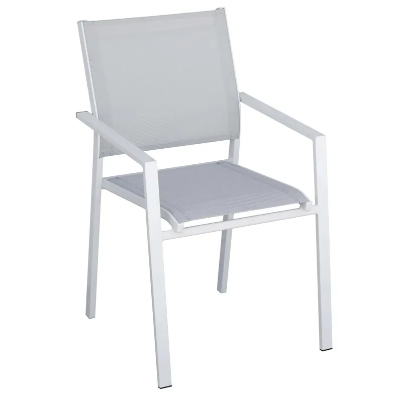Lage Kosten Sedia da giardino con braccioli impilabile alluminio e txt grigio chiaro