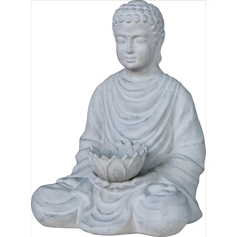Figura decorativa Budda seduto grigio 40 cm Hoge Kwaliteit