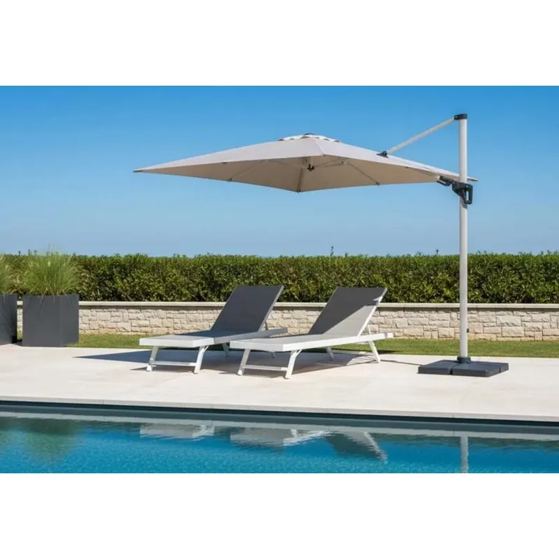Koopje Ombrellone a palo decentrato Heliantus 300x400 cm grigio