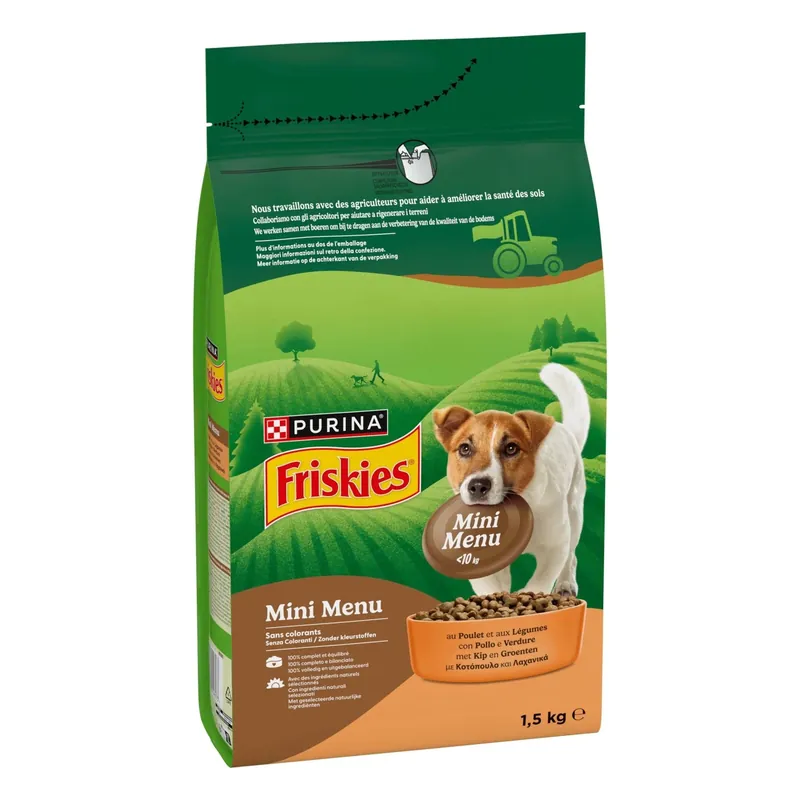 Weekendaanbieding Cibo secco per cani Purina Friskies Mini Menù con pollo e verdure adulto 1,5 kg