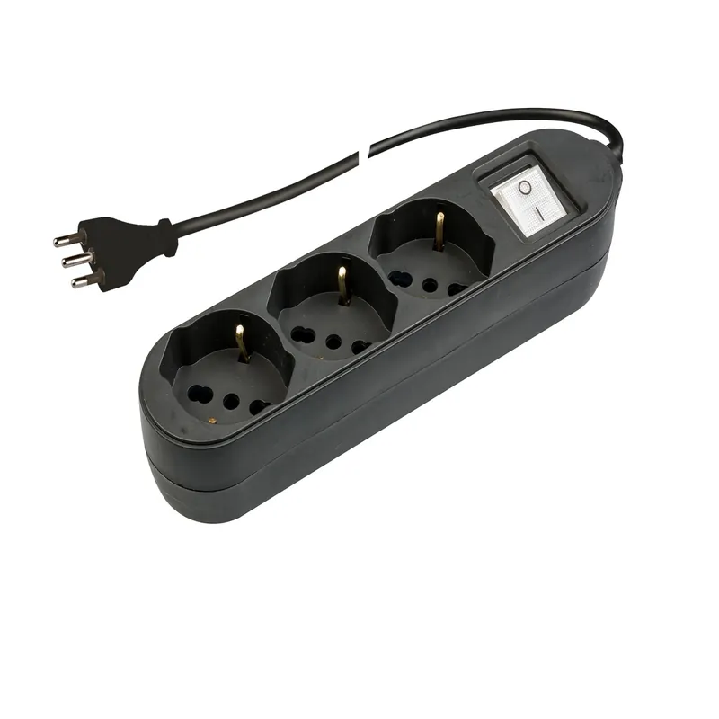 Weekendaanbieding Ciabatta elettrica 3 posti nera con interruttore luminoso