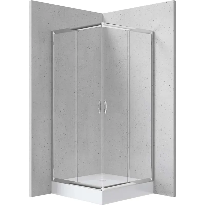 Flitsaanbieding Cabina doccia Juraguá con piatto quadrato Caimito vetro opaco 900x1850 mm cromo