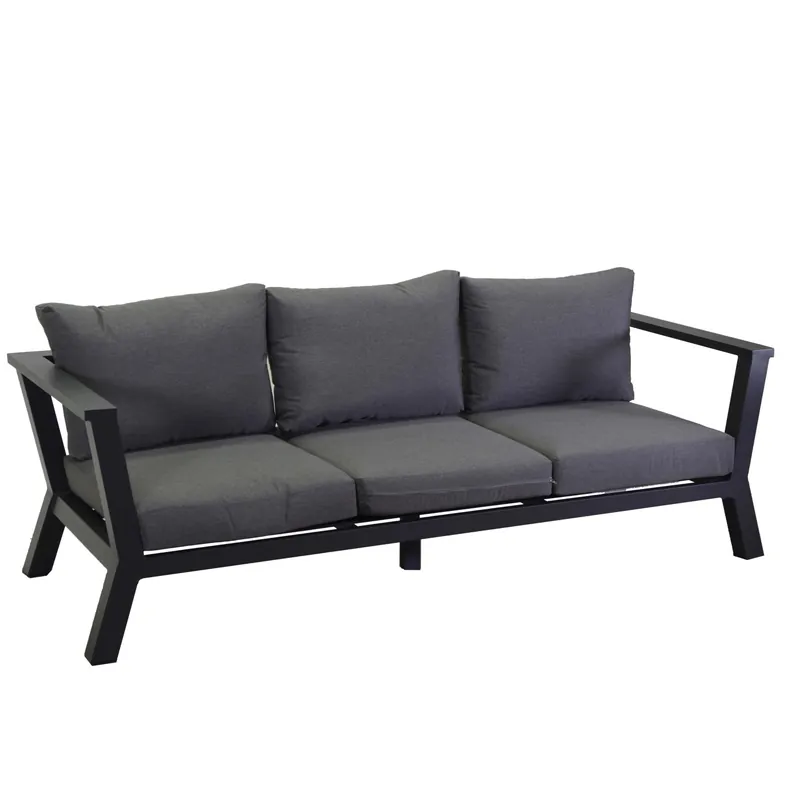 Divano da esterno 3 posti Riverton in alluminio antracite 193x78x84 cm Veilige Betaling