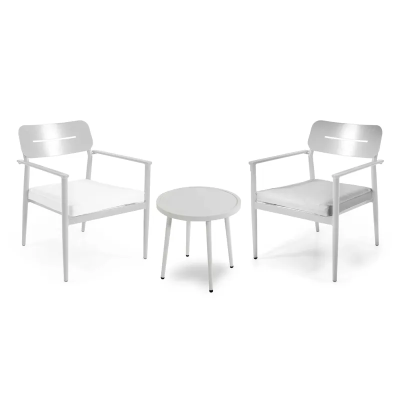 Op = Op Salotto da esterno con poltrona e tavolino in alluminio Ibiza bianco 3 pz
