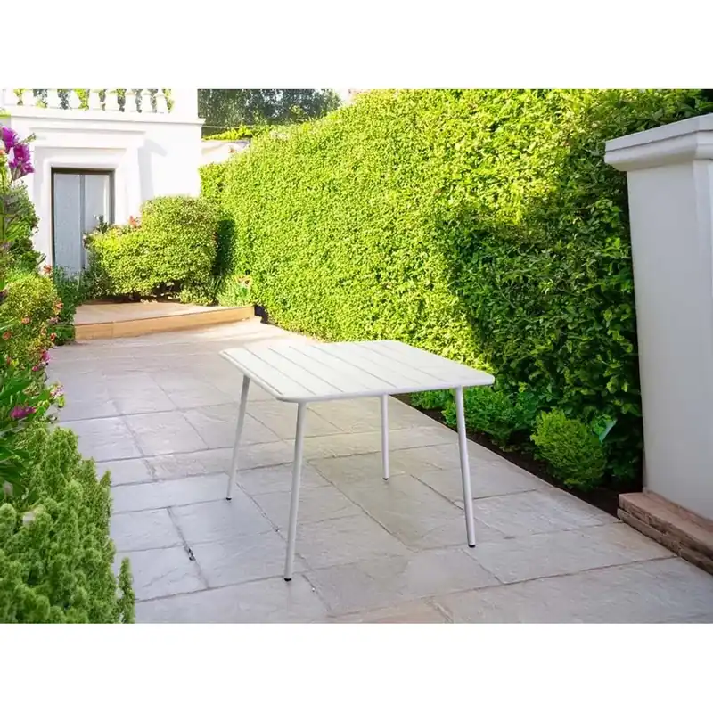 Tavolo da giardino quadrato Rovigo in metallo bianco 80x80x72 cm Beste Prijs
