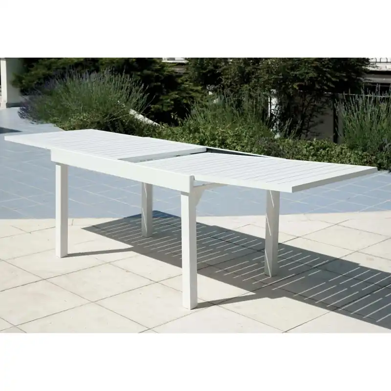 Veilige Betaling Tavolo allungabile da giardino in alluminio bianco 135/270x90,5 cm