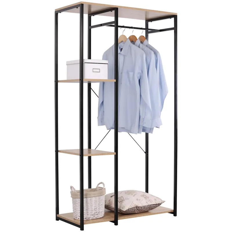 Lage Kosten Porta abiti 3 ripiani Hamilton metallo nero legno truc 90x40x166,8 cm