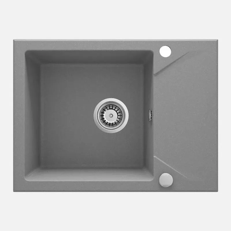 Tijdelijk Beschikbaar Lavello 1 vasca con gocciolatoio quadrato Idrostile Banes 440x193 mm Grigio met