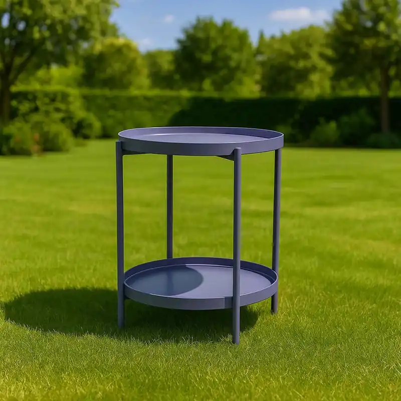 Tavolo da giardino tondo in metallo grigio Ø 40 cm H 50 cm Exclusieve Aanbieding