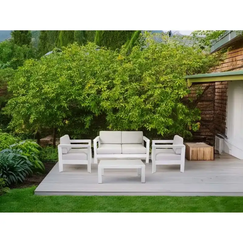 Laatste Versie Salotto da giardino El Paso in alluminio con cuscini bianco 4 posti