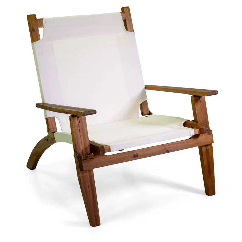Sedia da giardino in legno Diane in tessuto ecru‘ 76x89x91 cm Uitverkoop
