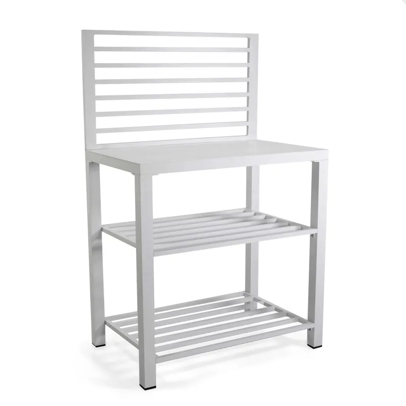 Mobile da esterno 2 ripiani in alluminio bianco 90x56x141 cm Laatste Kans