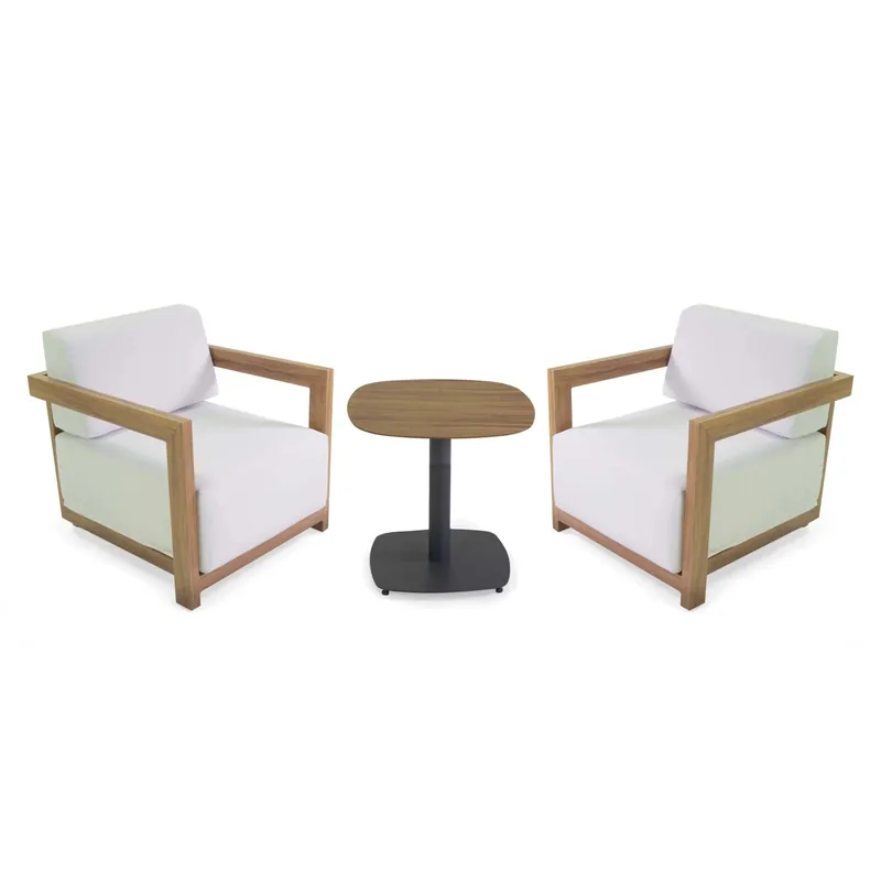 Gecertificeerd Salotto da giardino Frederik alluminio effetto legno con cuscini bianco 2 posti