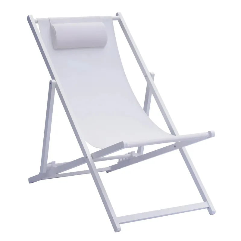 Sedia a sdraio con cuscino in allumio ecrù Weekendaanbieding