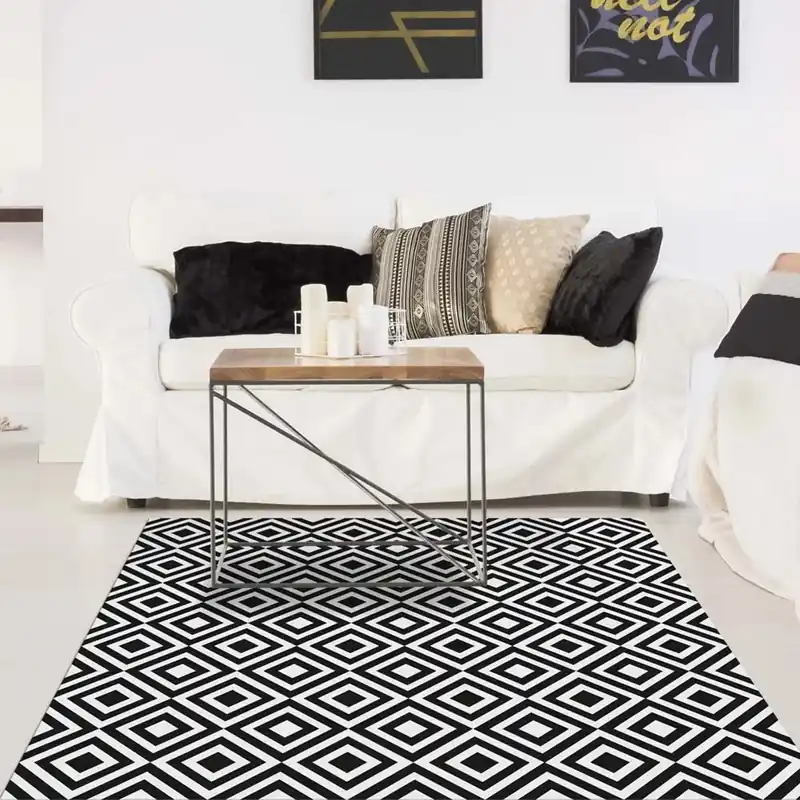 Betrouwbaar Tappeto in Vinile Black & White 150x150 cm