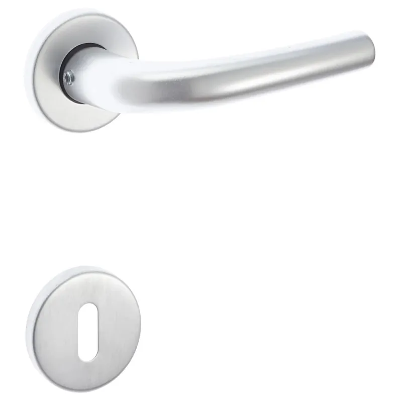 Actieprijs Maniglia Uno alluminio con rosette e bocchette patent argento