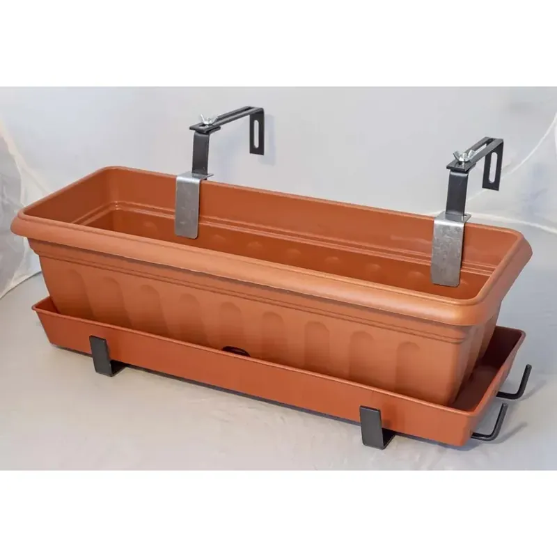 Exclusieve Aanbieding Fioriera da esterno Sofi in piatto fissa marrone 18x50x20 cm