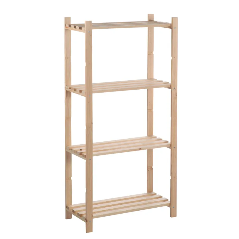 Nieuw Scaffale in legno Natura 4 ripiani 131,5x65x30 cm 40 kg/ripiano