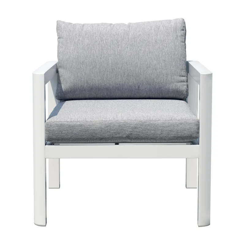 Sedia da giardino in alluminio bianco cuscini grigio cenere Actieprijs