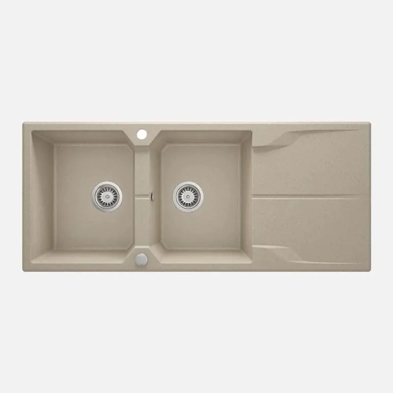 Laatste Kans Lavello 2 vasche gocciolatoio Idrostile Florida sifone 500x224 mm sabbia