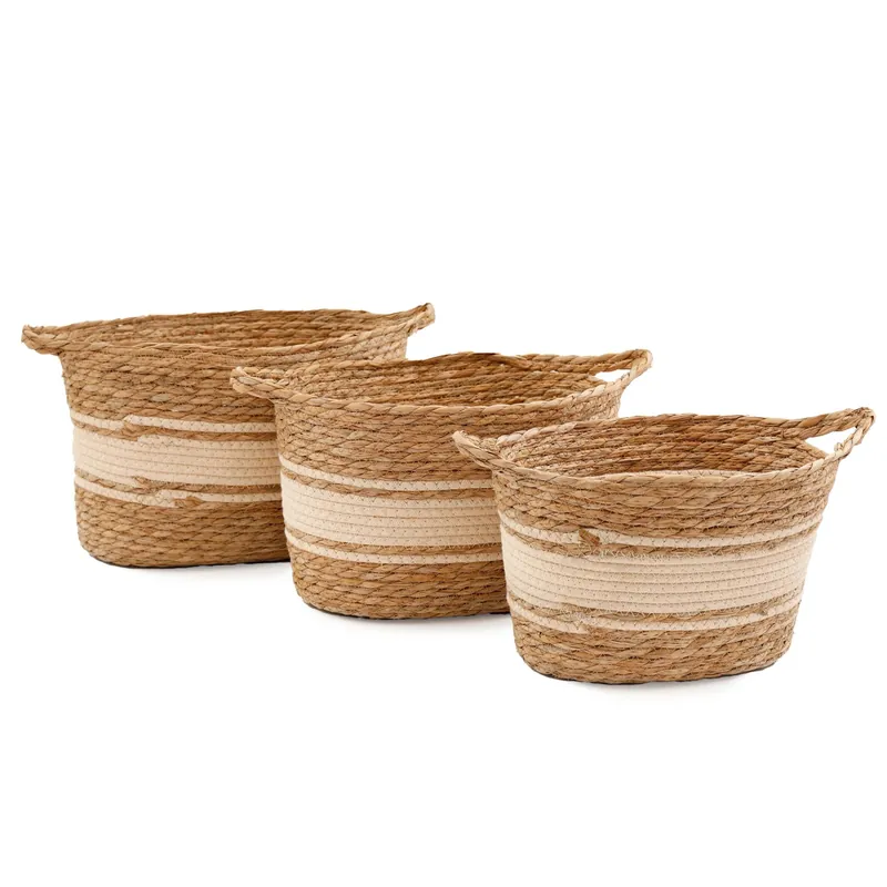 Set 3 cesti ovali in vimini misure assortite S/M/L marrone e crema Express Levering