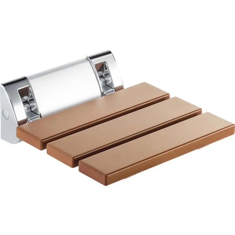 Bestel Nu Sedile - sgabello per doccia pieghevole cromo - marrone 30 x 10,7 cm