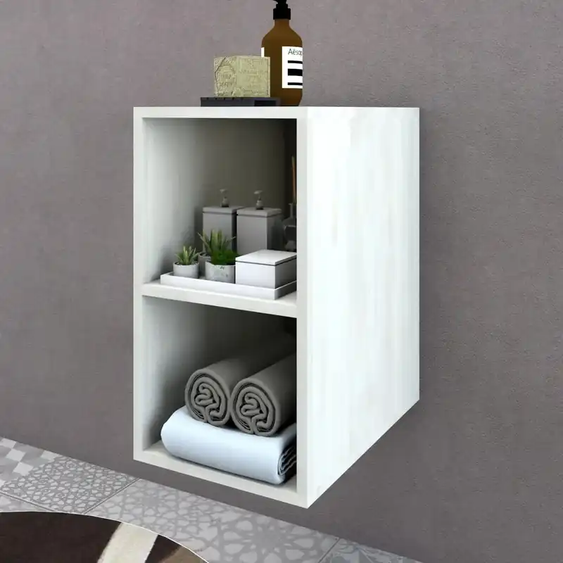 Mobile bagno con due vani a giorno sospeso per base Monya 30x54 cm bianco Voordeelprijs