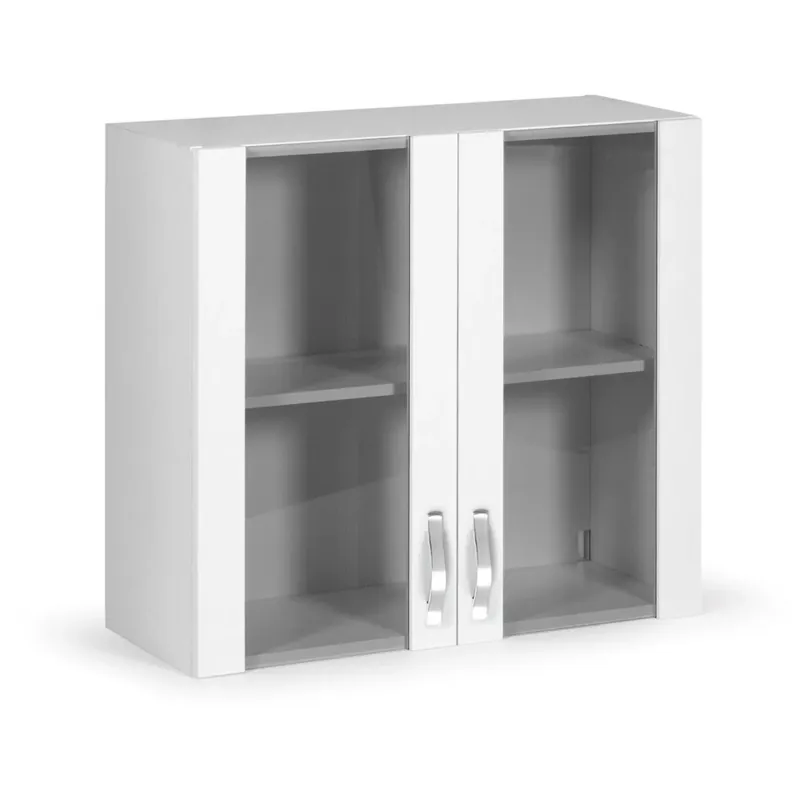 Betrouwbaar Pensile cucina 2 ante vetro 80 cm bianco frassinato