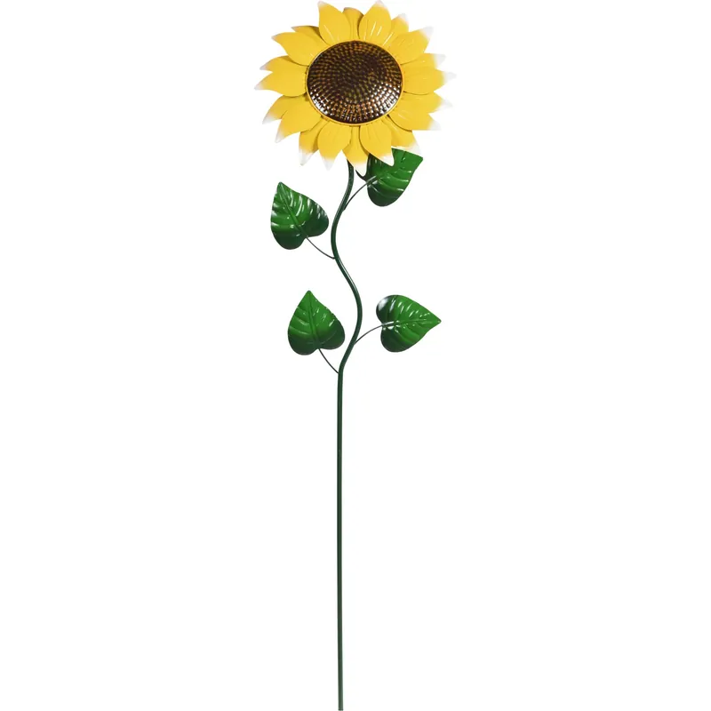 Decorazione giardino asta con girasole in metallo 30x15x129 cm giallo Speciale Aanbieding