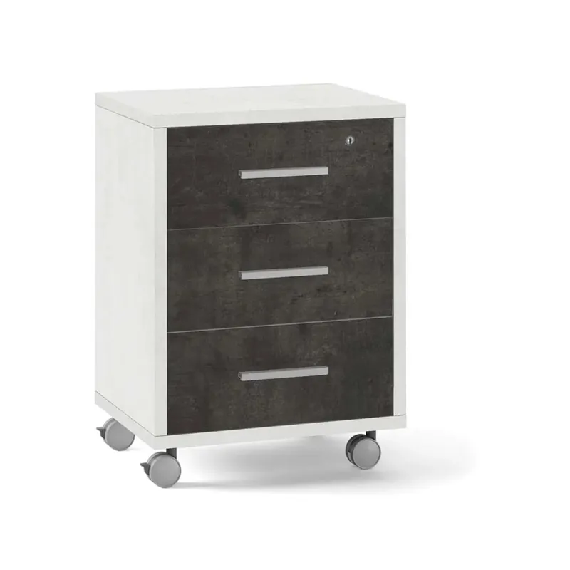 Cassettiera ufficio 3 cassetti 41x51x71 cm ossido bianco/ossido nero Seizoensaanbieding