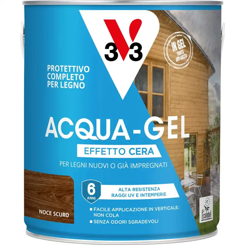 Tijdelijk Beschikbaar Smalto ad acqua gel protettivo per legno V33 noce scuro 2,5 l