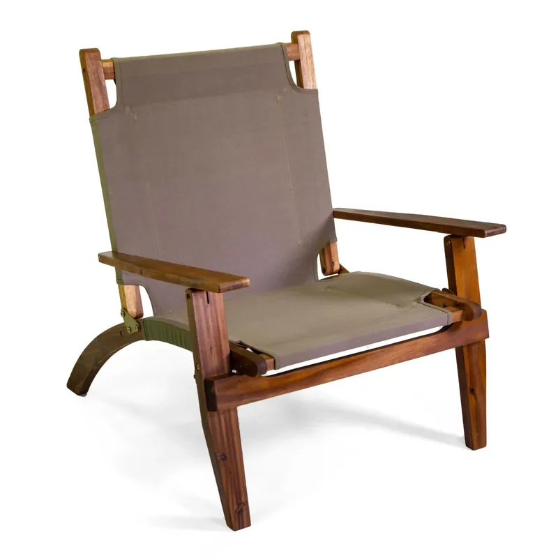 Superprijs Sedia da giardino in legno Diane in tessuto verde militare 76x89x91 cm