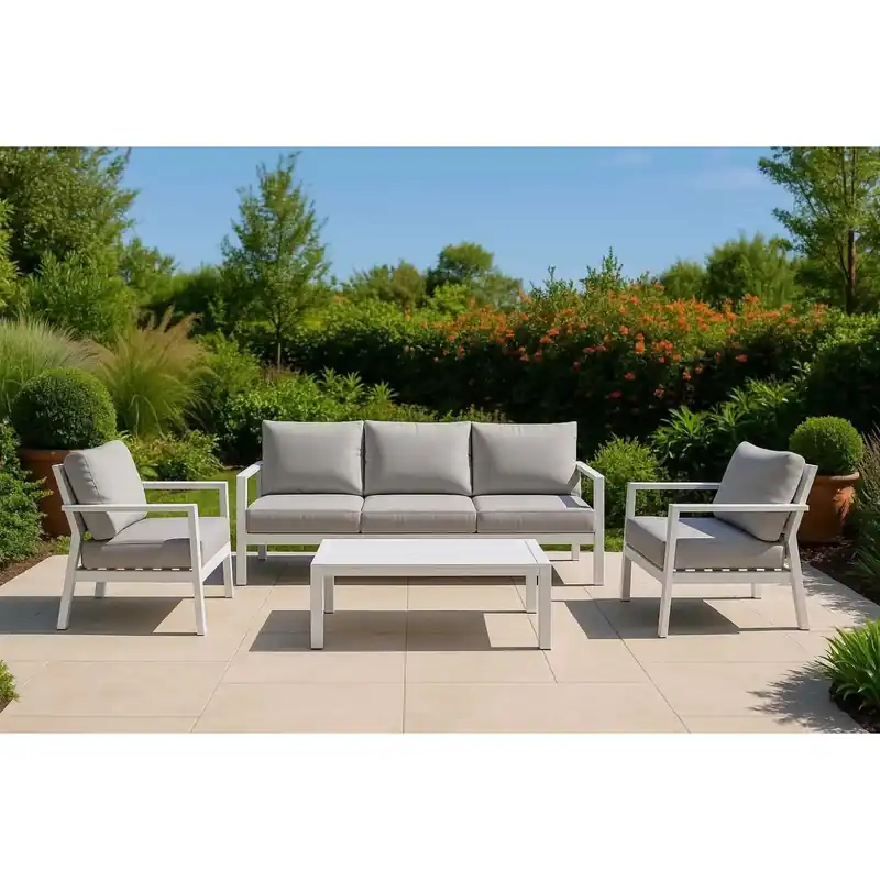 Premium Salotto da giardino Manhattan in alluminio bianco 3 posti