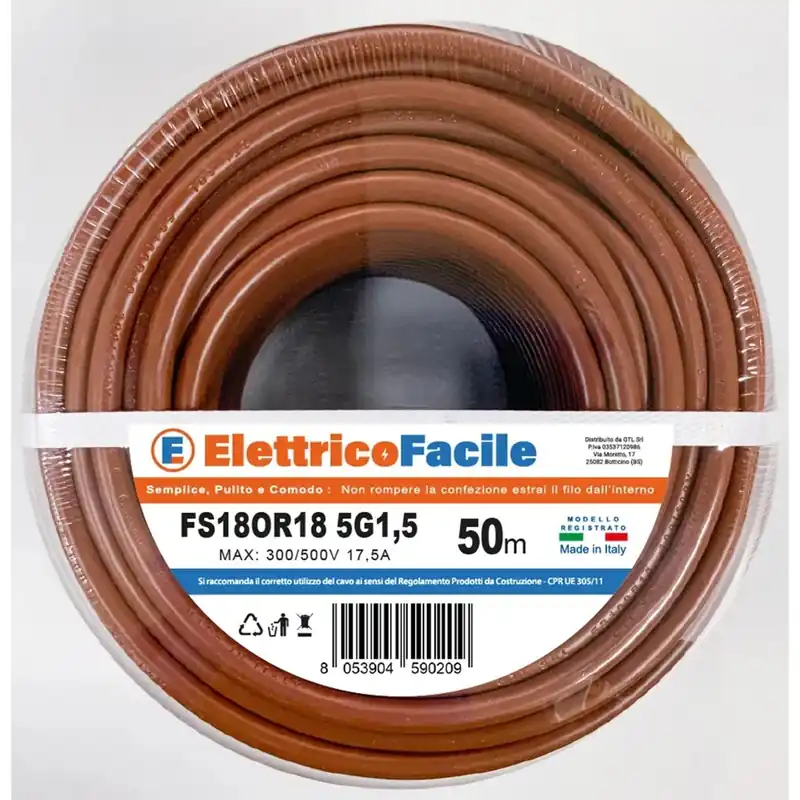 Cavo FS18OR18 5x1,5 mm² 50 m marrone Hete Deal