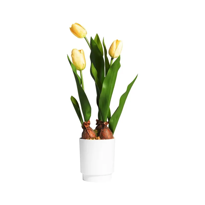 Tulipano finto in vaso 3 fiori Ø9,5x9,5x45 cm giallo Betrouwbaar