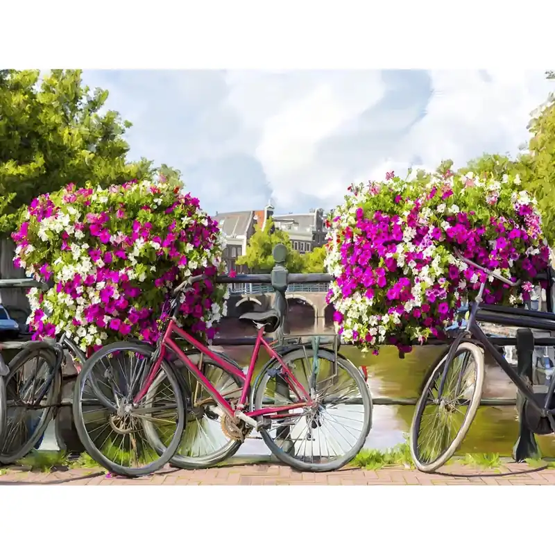 Betaalbaar Canvas stampato immagine paesaggio con bici 60x80 cm