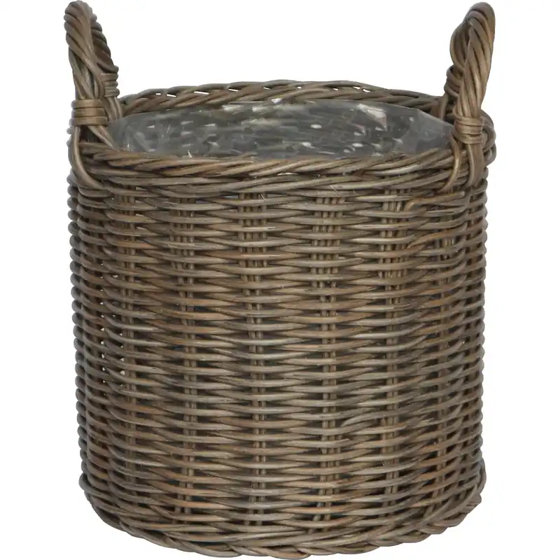 Cestino con manici piantumabile dritto Ø 27,5 x H 31,5 cm grigio Dagaanbieding