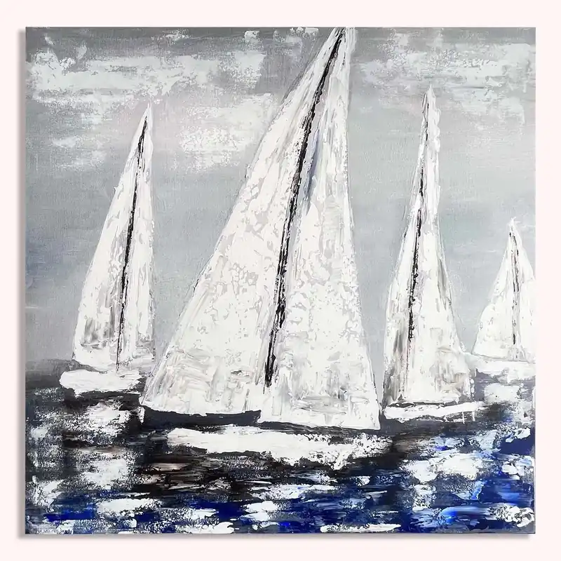 Canvas stampato Dipinto Barche 80x80 cm Alleen Vandaag
