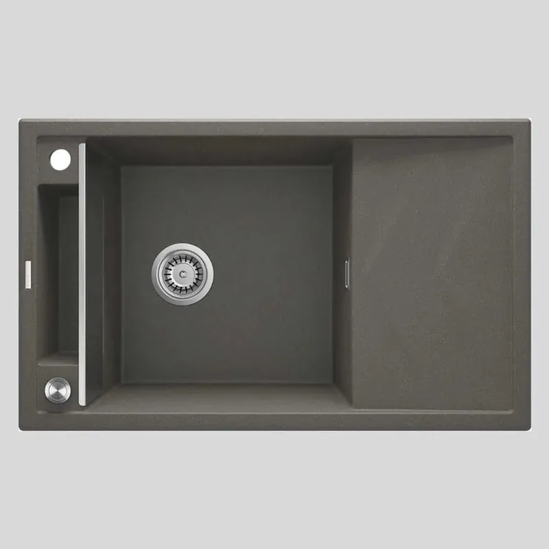 Snelle Levering Lavello magnetico 1 vasca gocciolatoio rett Guayos 500x219 mm Antracite met