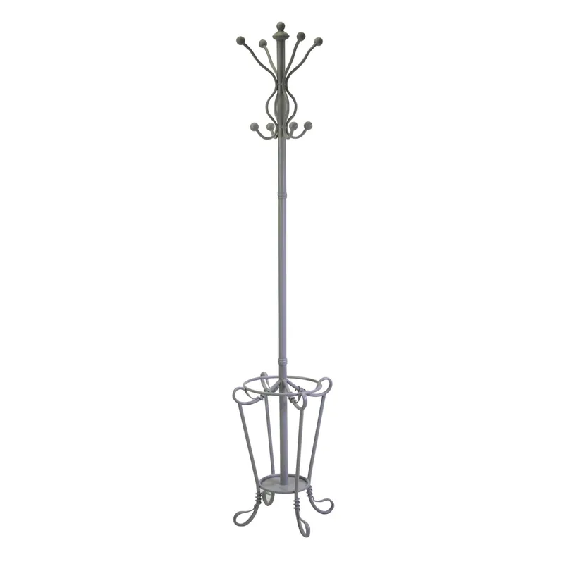 Appendiabiti a stelo in metallo con portaombrelli H 180 cm grigio Voordeelprijs