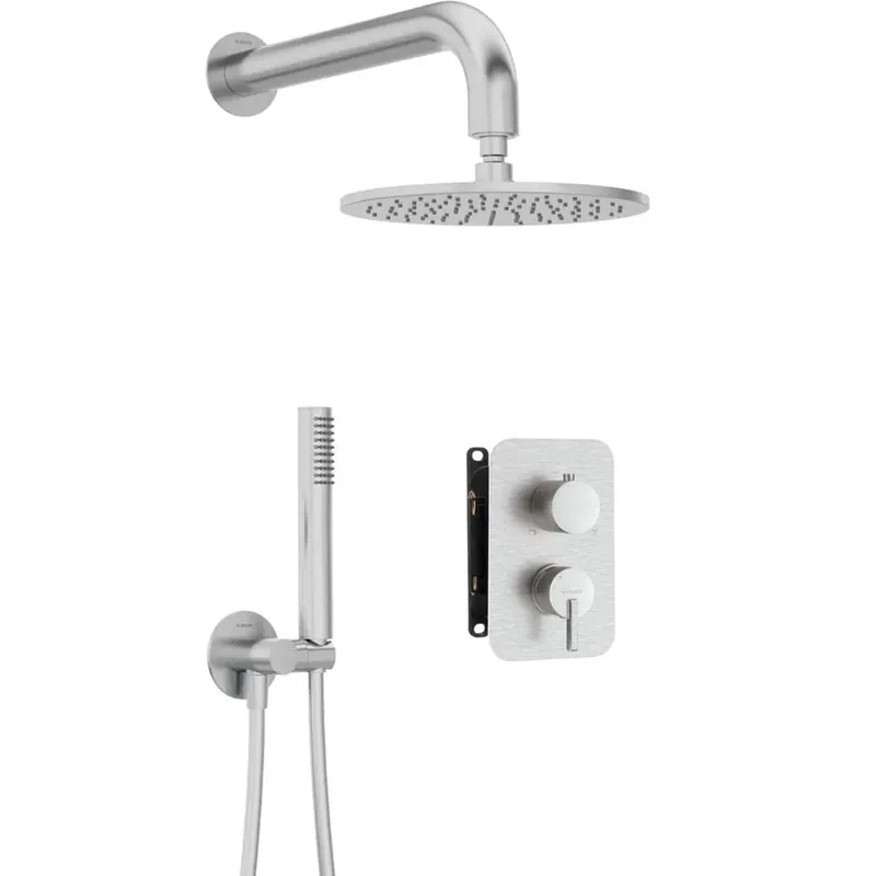 Set doccia incasso Idrostile Limonar box e soffione 250 mm acciaio spazzolato Koopje