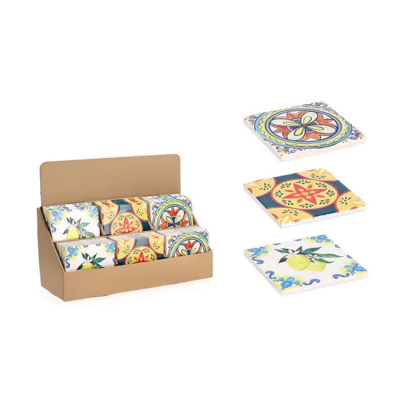 Gecertificeerd Sottobicchiere quadrato 10,8x10,8 cm colori assortiti