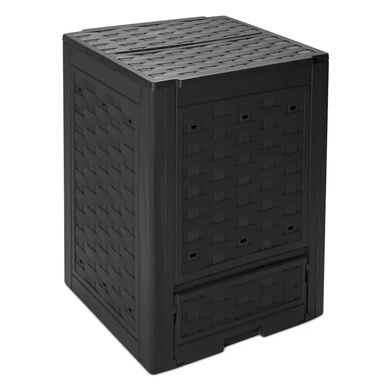 Compostiera da giardino per rifiuti in plastica 60x60x83 cm antracite Meest Verkocht