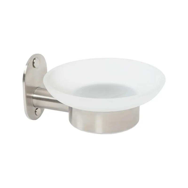 Direct Verzonden Portasapone bagno Blizz in acciaio inox spazzolato e vetro