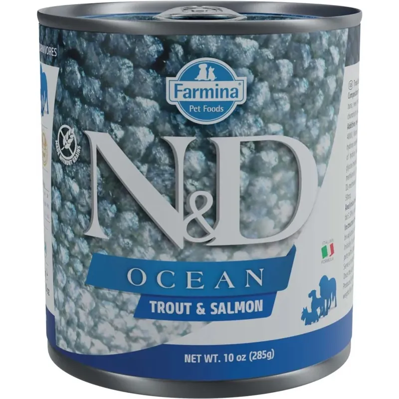 Cibo umido per cani N&D Adult trota e salmome lattina 285 g Koop Vandaag