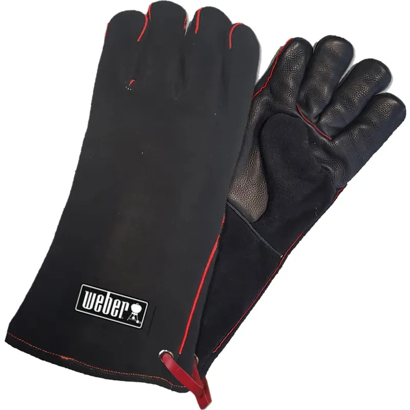 Uitverkoop Guanti per barbecue Weber in cuoio nero