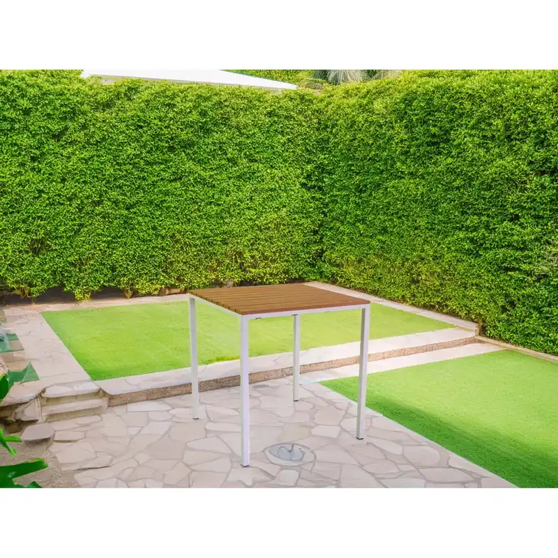 Hete Deal Tavolo da giardino Loki in metallo bianco 80x80x74 cm