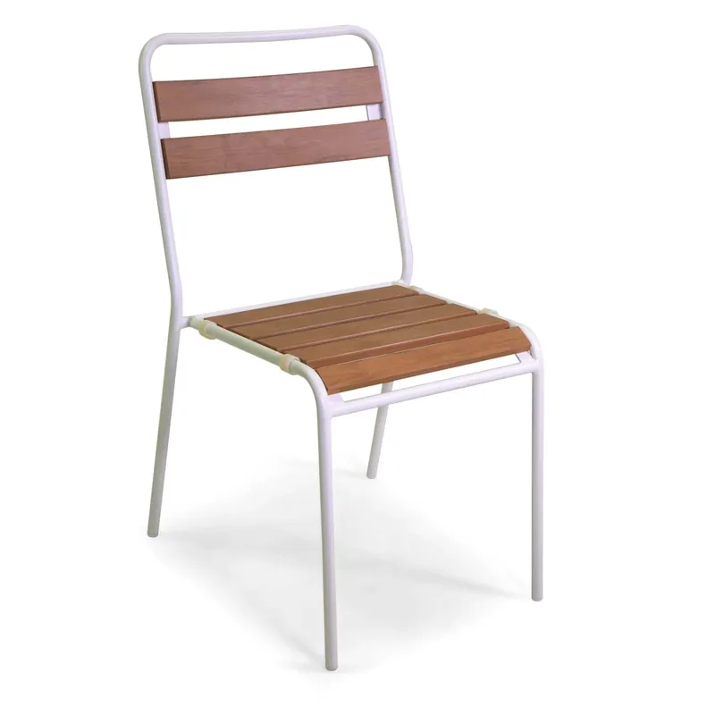 Exclusieve Aanbieding Sedia da giardino senza cuscino Loki in metallo con polywood bianco
