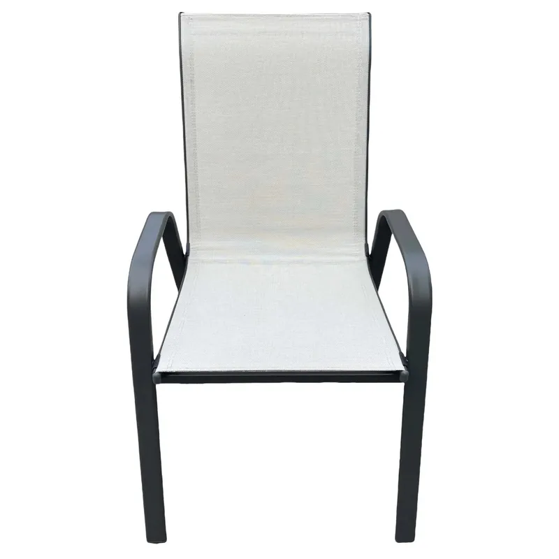 Beste Prijs Sedia da giardino impilabile in metallo e Textilen 70x54 cm H 93 cm grigio